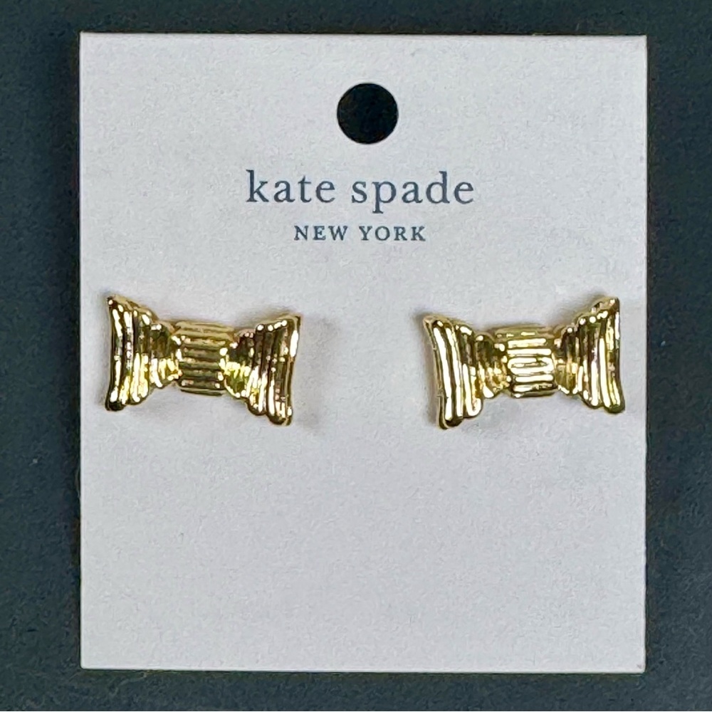 Kate Spade All Wrapped Up Gold Bow Stud Earrings NWT